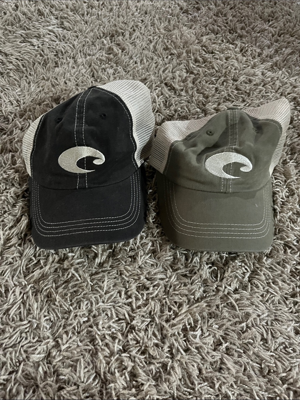 Costa Trucker Hats in Black and Olive with Mesh Back